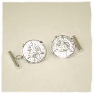 Silver threepenny cufflinks